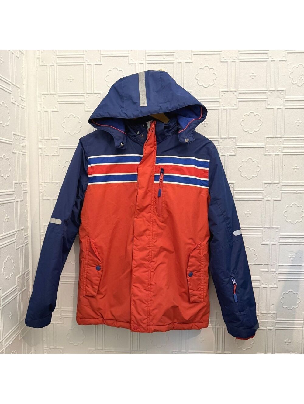 Mini Boden Waterproof Ski Jacket Coat Colorblock Blue Red 13-14Y